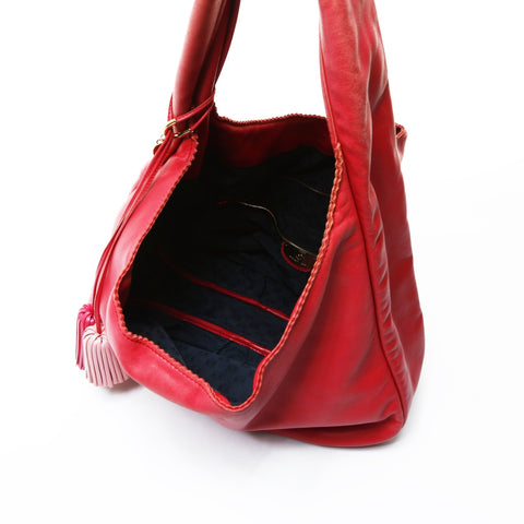 LOEWE Soft Leather Anagram Shoulder Bag Red WS26008