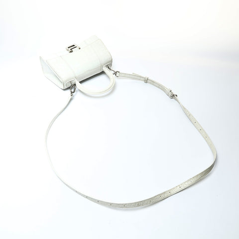 BALENCIAGA Hourglass XS 592833 2way 压花皮革单肩包 白色 WS26016