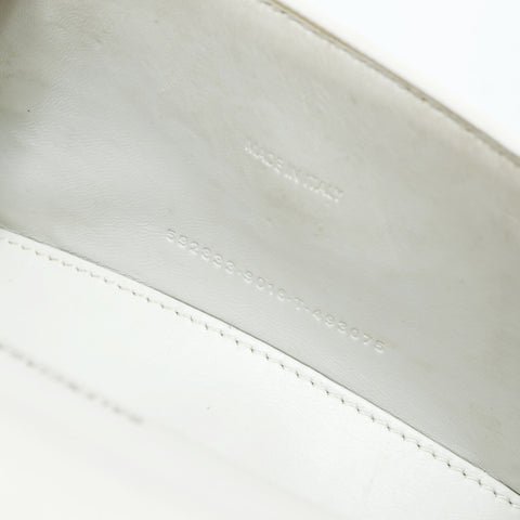 BALENCIAGA Hourglass XS 592833 2way Embossed Leather Shoulder Bag white WS26016