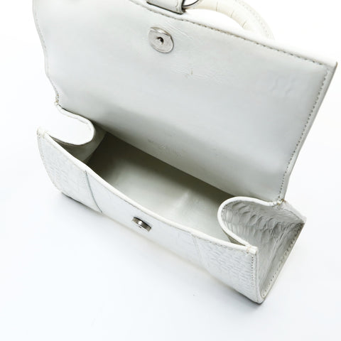 BALENCIAGA Hourglass XS 592833 2way Embossed Leather Shoulder Bag white WS26016