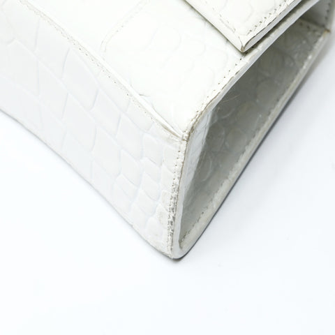 BALENCIAGA Hourglass XS 592833 2way Embossed Leather Shoulder Bag white WS26016