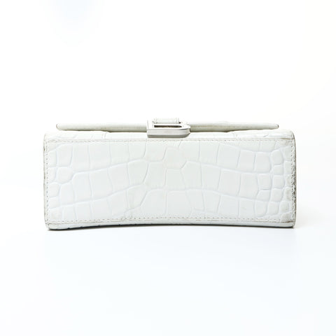 BALENCIAGA Hourglass XS 592833 2way Embossed Leather Shoulder Bag white WS26016