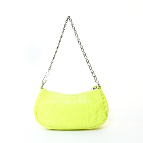 BALENCIAGA Le Cagole Mini Giant Leather Chain Shoulder Bag yellow WS26019