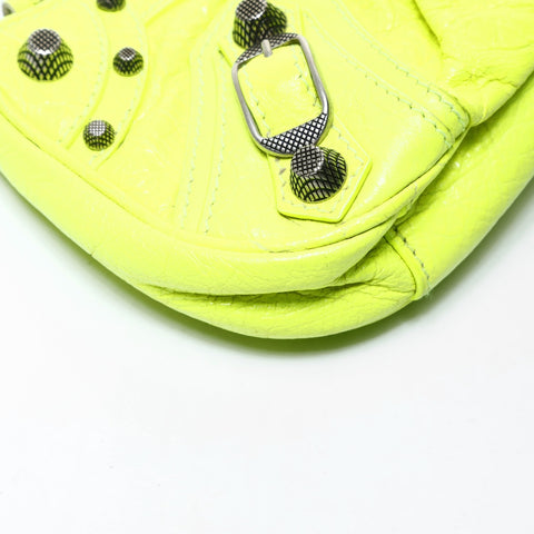 BALENCIAGA Le Cagole Mini Giant Leather Chain Shoulder Bag yellow WS26019