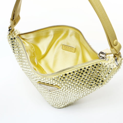 PRADA Crystal Satin Triangle Mini Shoulder Bag Shoulder Bag yellow WS26022