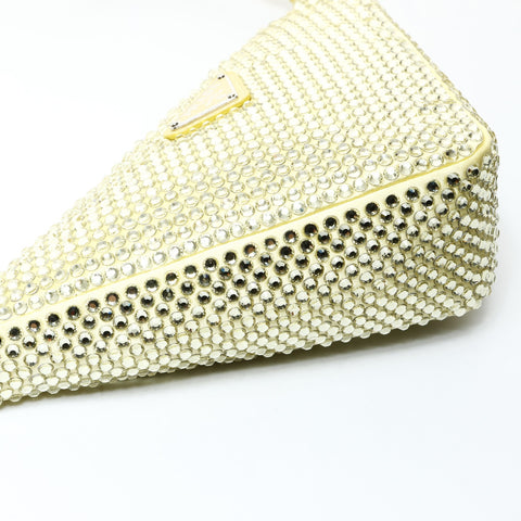 PRADA Crystal Satin Triangle Mini Shoulder Bag Shoulder Bag yellow WS26022