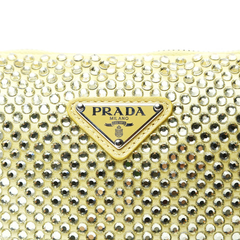 PRADA Crystal Satin Triangle Mini Shoulder Bag Shoulder Bag yellow WS26022