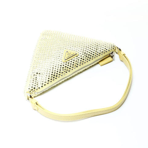 PRADA Crystal Satin Triangle Mini Shoulder Bag Shoulder Bag yellow WS26022