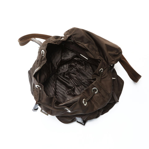 PRADA Nylon triangle logo Backpack  Daypack Brown WS26028