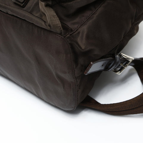 PRADA Nylon triangle logo Backpack  Daypack Brown WS26028