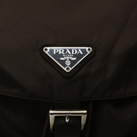 PRADA Nylon triangle logo Backpack  Daypack Brown WS26028