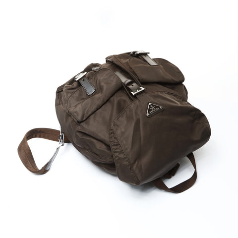 PRADA Nylon triangle logo Backpack  Daypack Brown WS26028