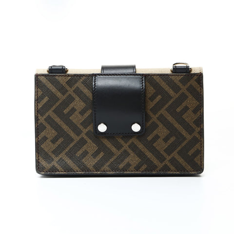 FENDI Baguette Slim Zucca Pattern Canvas 7M0295 Shoulder Bag Brown WS26037