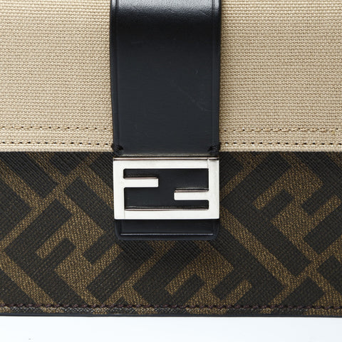 FENDI Baguette Slim Zucca Pattern Canvas 7M0295 Shoulder Bag Brown WS26037