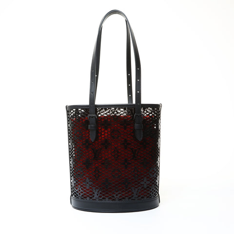 LOUIS VUITTON Lace Bucket PM Monogram Shoulder Bag black WS26055