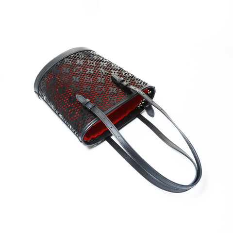 LOUIS VUITTON Lace Bucket PM Monogram Shoulder Bag black WS26055