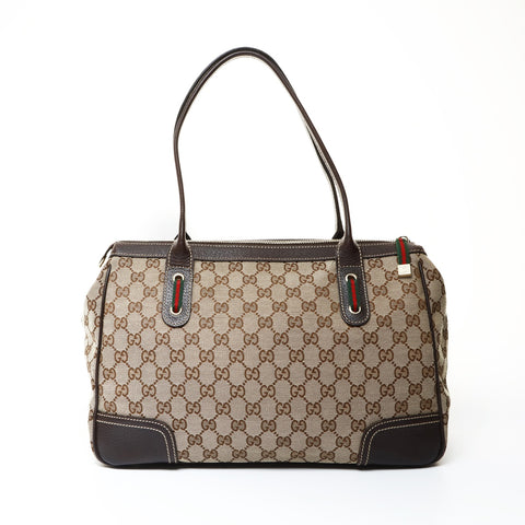 GUCCI GG Canvas Sherry Ribbon Shoulder Bag Brown WS26059