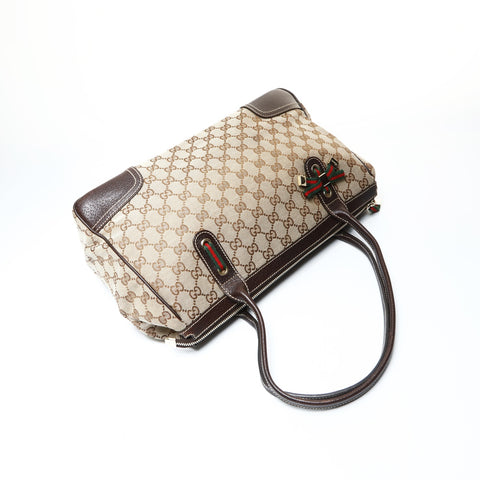 GUCCI GG Canvas Sherry Ribbon Shoulder Bag Brown WS26059