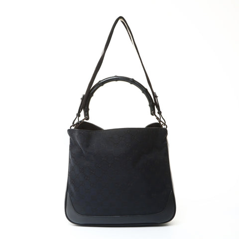 GUCCI Bamboo GG Canvas Bamboo Shoulder Bag black WS26060