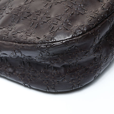 Christian Dior Cannage Leather Stitch Shoulder Bag Brown WS26062
