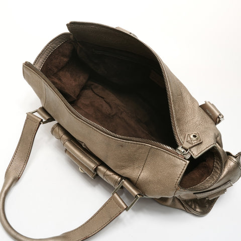Christian Dior Leather Metallic Bronze Street Chic Boston Bag Shoulder Bag Brown WS26066