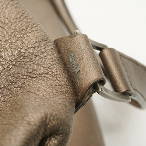 Christian Dior Leather Metallic Bronze Street Chic Boston Bag Shoulder Bag Brown WS26066