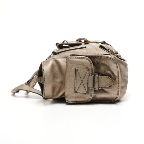 Christian Dior Leather Metallic Bronze Street Chic Boston Bag Shoulder Bag Brown WS26066