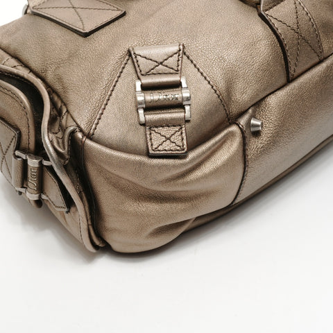 Christian Dior Leather Metallic Bronze Street Chic Boston Bag Shoulder Bag Brown WS26066