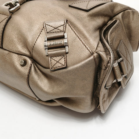 Christian Dior Leather Metallic Bronze Street Chic Boston Bag Shoulder Bag Brown WS26066