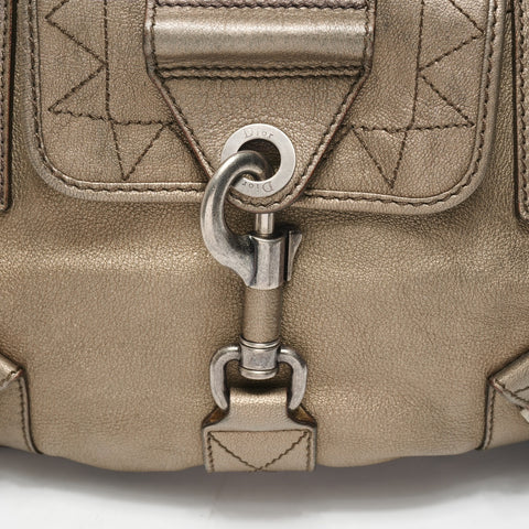 Christian Dior Leather Metallic Bronze Street Chic Boston Bag Shoulder Bag Brown WS26066