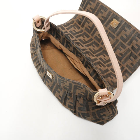 FENDI Canvas Zucca One Belt Shoulder Bag Brown WS26070
