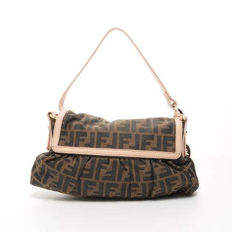 FENDI Canvas Zucca One Belt Shoulder Bag Brown WS26070