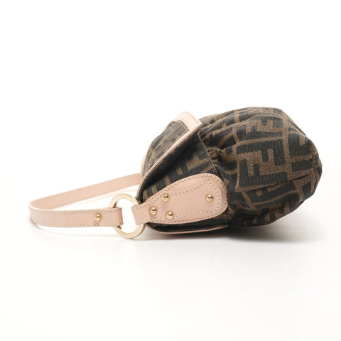 FENDI Canvas Zucca One Belt Shoulder Bag Brown WS26070