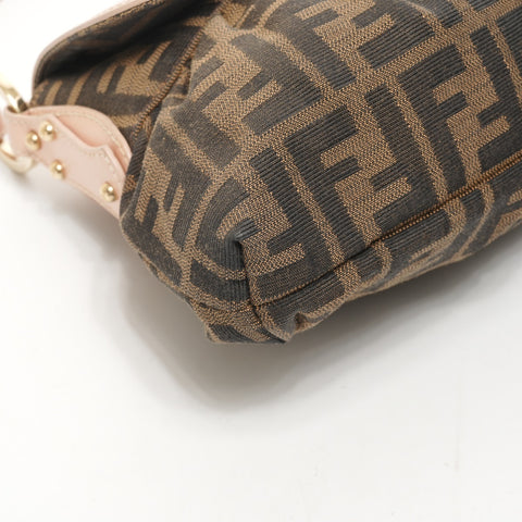FENDI Canvas Zucca One Belt Shoulder Bag Brown WS26070