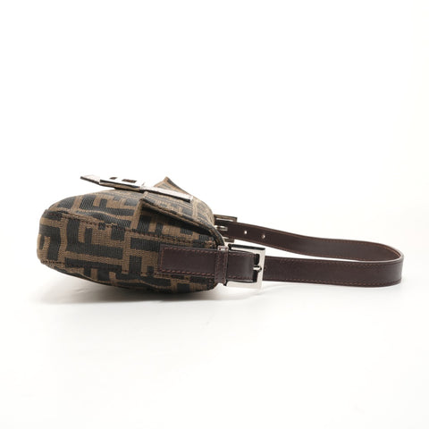 FENDI Zucca Mamma Bucket Canvas Shoulder Bag Brown WS26071