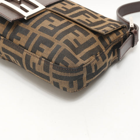 FENDI Zucca Mamma Bucket Canvas Shoulder Bag Brown WS26071