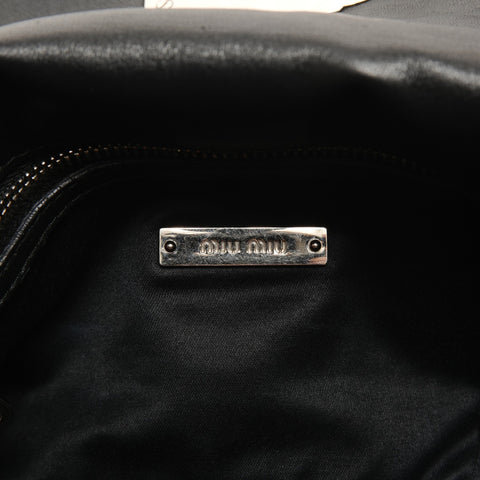 Miu Miu Matelasse Crystal Bijou 2-way Leather Shoulder Bag black WS26072