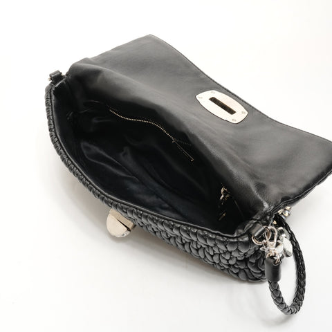 Miu Miu Matelasse Crystal Bijou 2-way Leather Shoulder Bag black WS26072