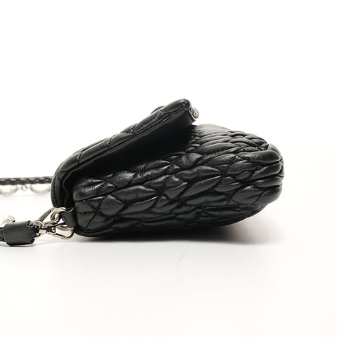 Miu Miu Matelasse Crystal Bijou 2-way Leather Shoulder Bag black WS26072