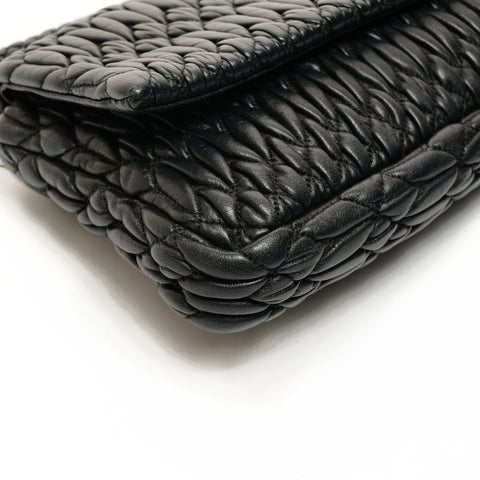 Miu Miu Matelasse Crystal Bijou 2-way Leather Shoulder Bag black WS26072