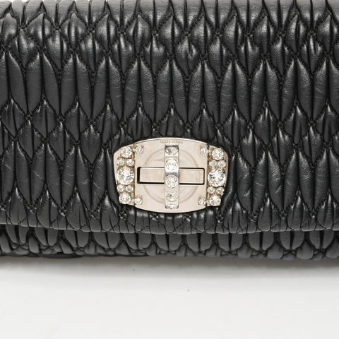 Miu Miu Matelasse Crystal Bijou 2-way Leather Shoulder Bag black WS26072