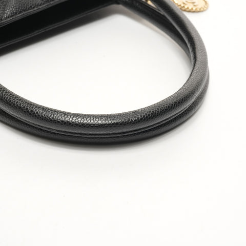 CHANEL No. 12 2008-2009 Caviar Skin Replica Tote with Medallion and COCO Mark Tote Bag black WS26076