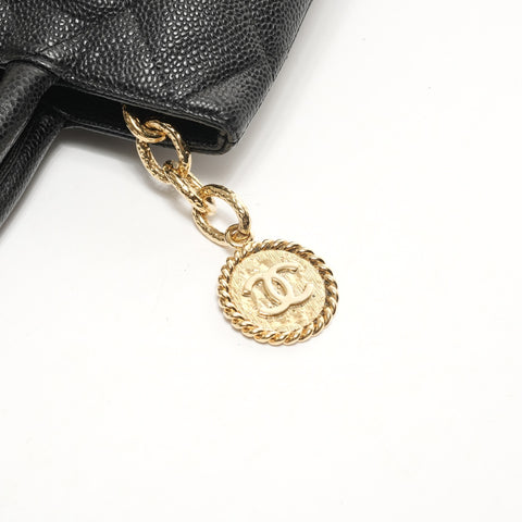 CHANEL No. 12 2008-2009 Caviar Skin Replica Tote with Medallion and COCO Mark Tote Bag black WS26076