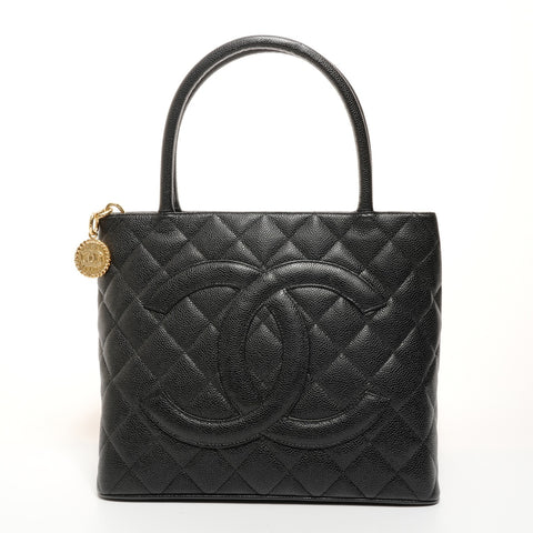 CHANEL No. 12 2008-2009 Caviar Skin Replica Tote avec médaillon et COCO Mark Tote Bag noir WS26076