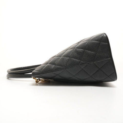 CHANEL No. 12 2008-2009 Caviar Skin Replica Tote with Medallion and COCO Mark Tote Bag black WS26076