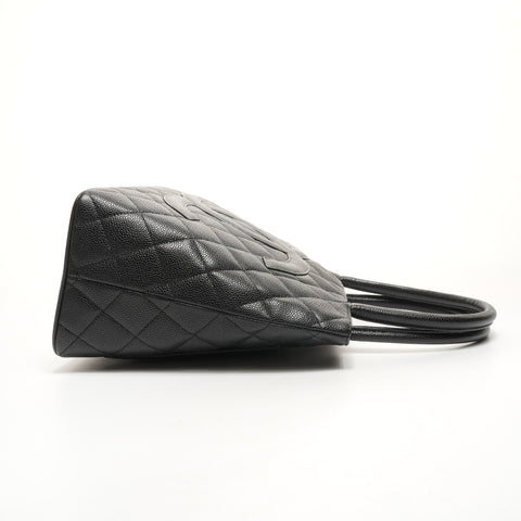CHANEL No. 12 2008-2009 Caviar Skin Replica Tote with Medallion and COCO Mark Tote Bag black WS26076
