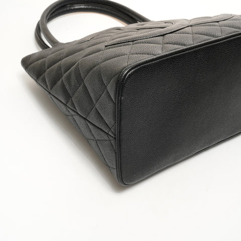 CHANEL No. 12 2008-2009 Caviar Skin Replica Tote with Medallion and COCO Mark Tote Bag black WS26076