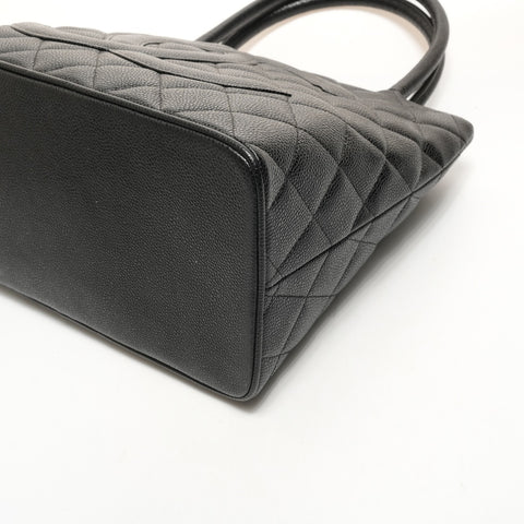 CHANEL No. 12 2008-2009 Caviar Skin Replica Tote with Medallion and COCO Mark Tote Bag black WS26076