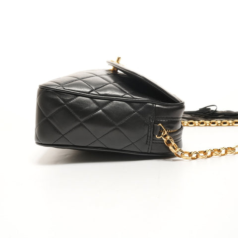 CHANEL 1986-1988 Camera Bag in Lambskin with Matelasse Tassel Shoulder Bag black WS26077