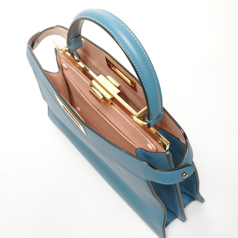 FENDI Leather 2-way medium peekaboo bag Shoulder Bag blue WS26081